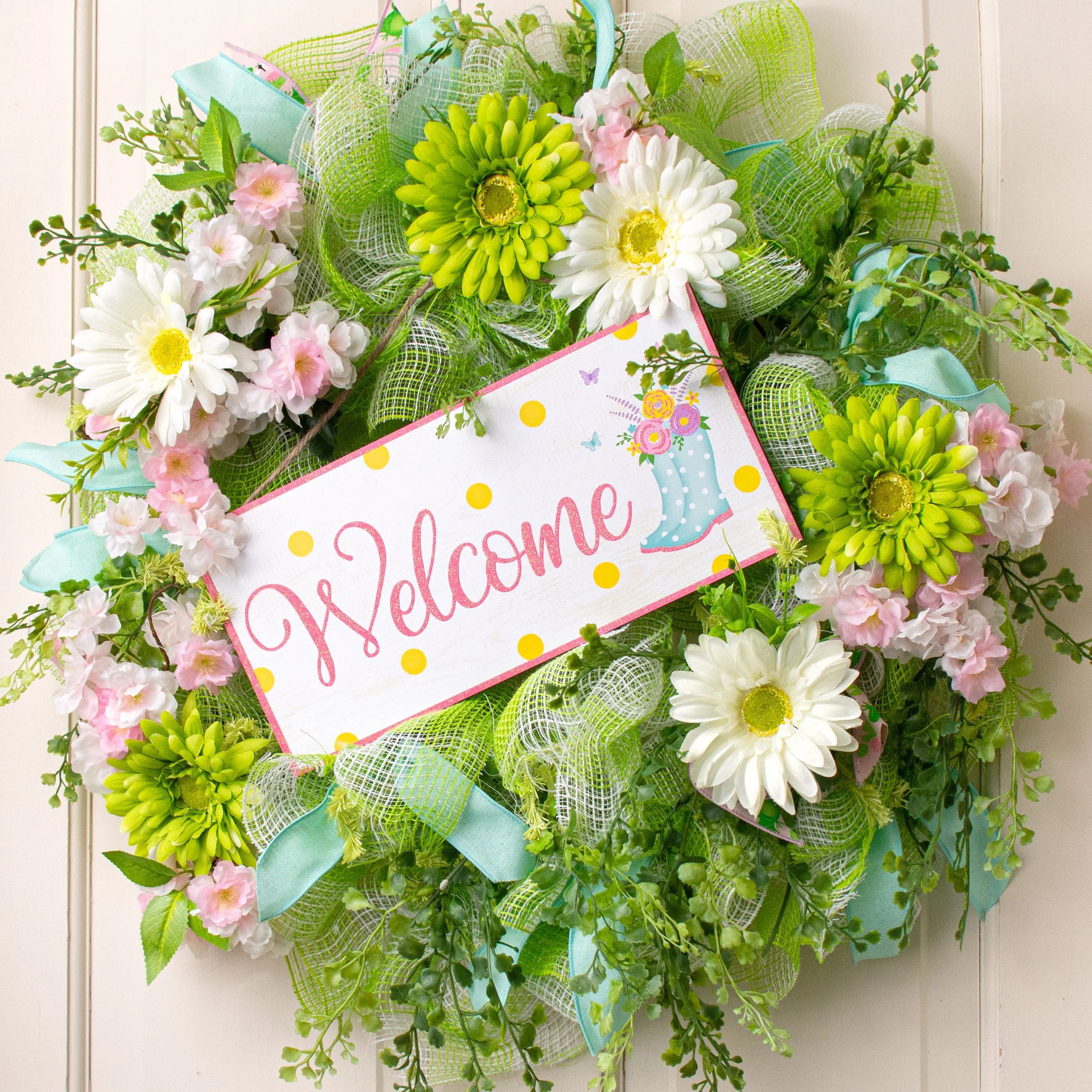 12" Wooden Sign: Welcome Glitter Boots