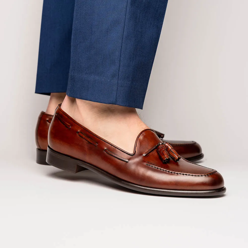 15-586-CGN FRANCO Italian Calfskin Tassel Loafer Cognac