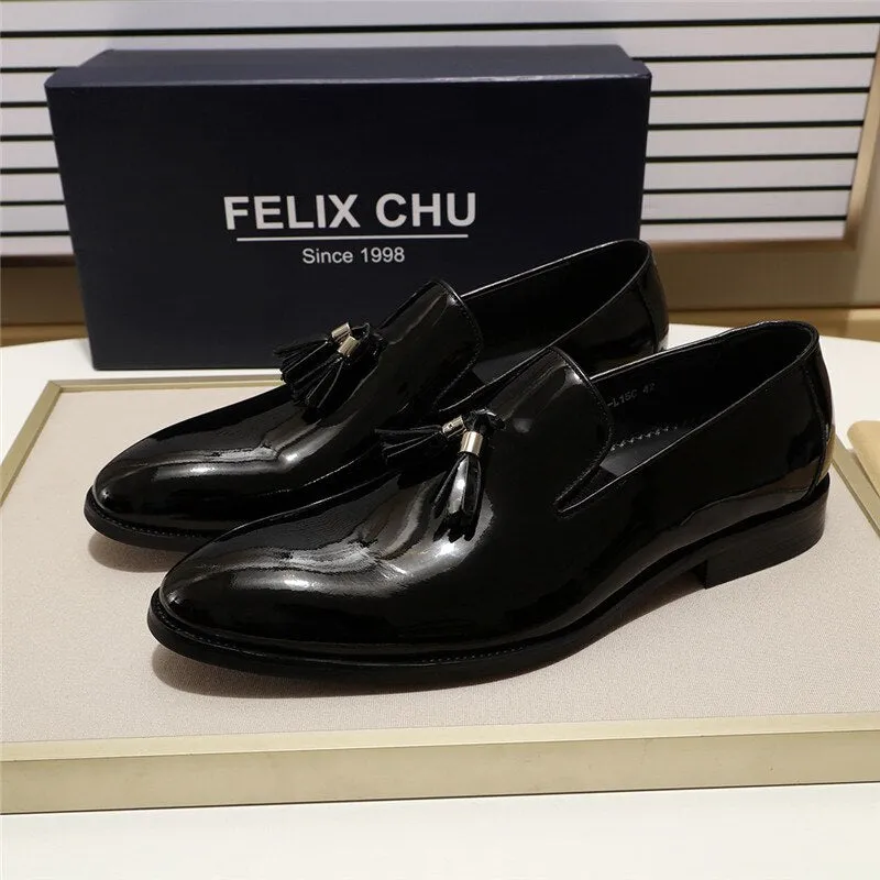 2022 Patent Leather Slip On Men Tassel Loafer Luxury High Quality Casual Footwear For Male Black Brown Party Wedding Shoes