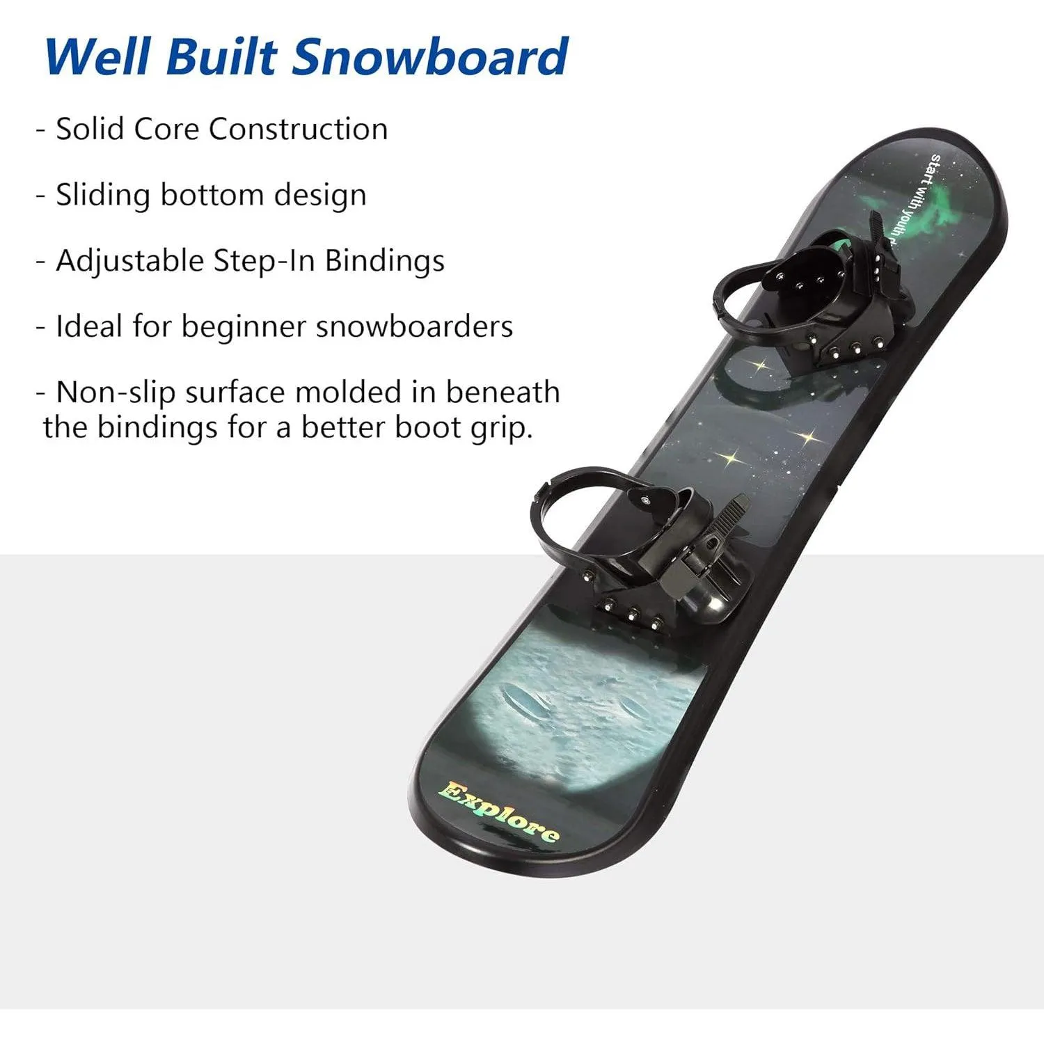 43.3" Snowboard for Kids Beginners Age 5-15 with Adjustable Step-in Bindings Winter Sport Ski Snow Board