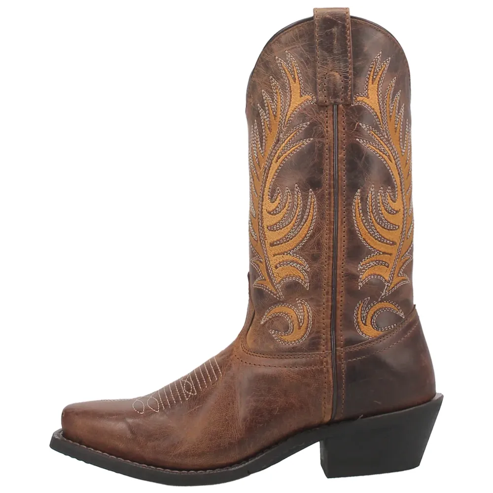 51173 Laredo Ladies Feather Love Leather Boot- Tan with Feather Embroidery