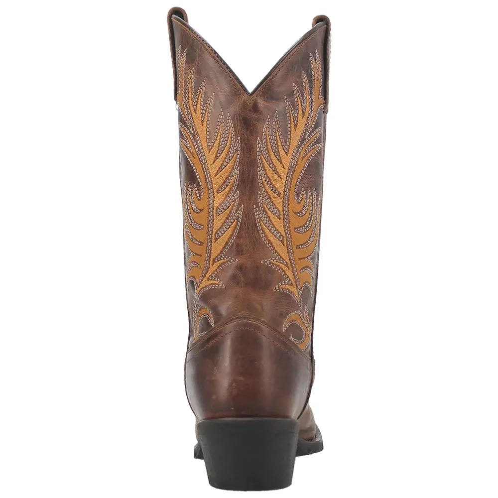 51173 Laredo Ladies Feather Love Leather Boot- Tan with Feather Embroidery