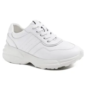 6 CM/2.36 Inches CMR CHAMARIPA White Cowhide Leather Women's Sneakers