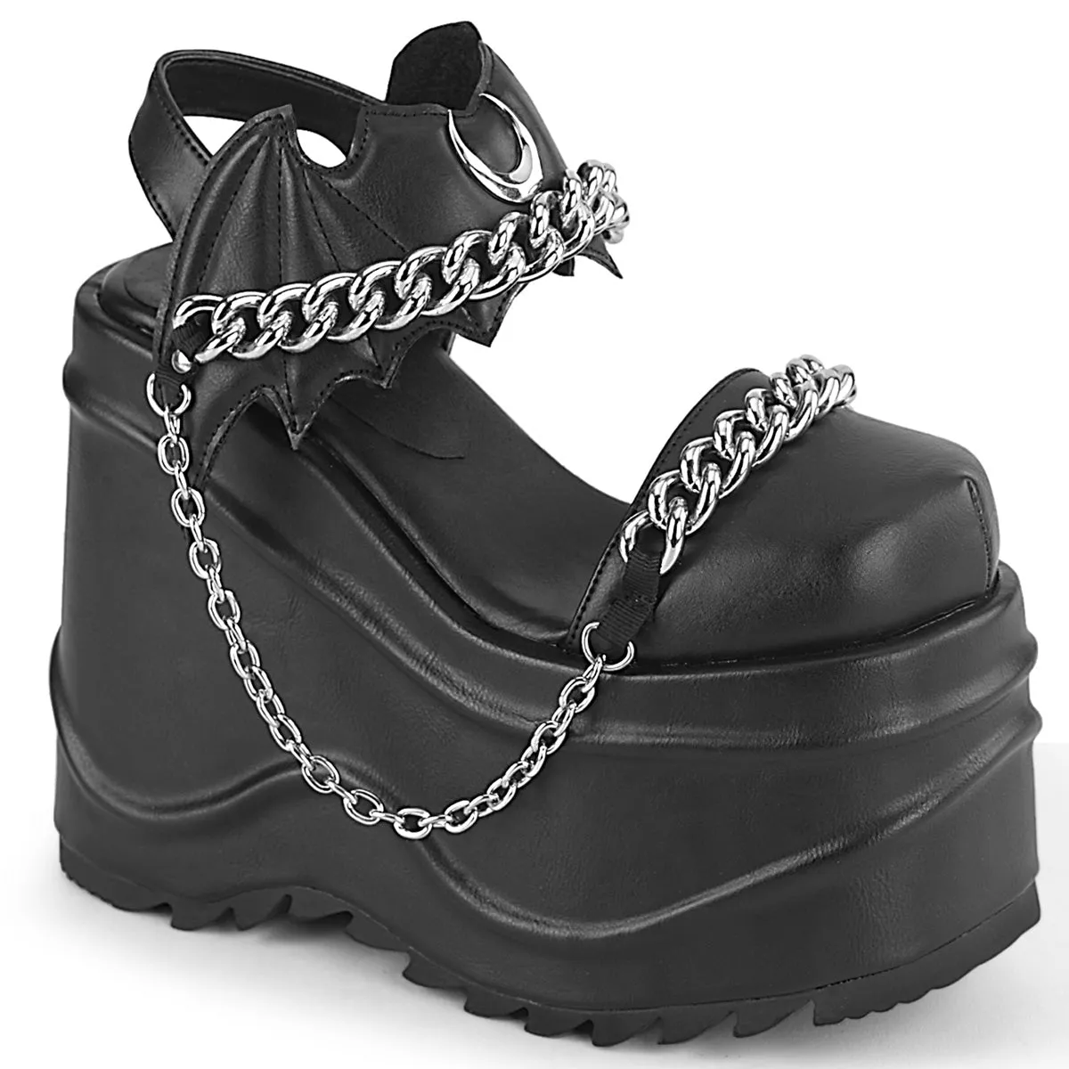 6 Inch Wedge Platform WAVE-20 Black Pu