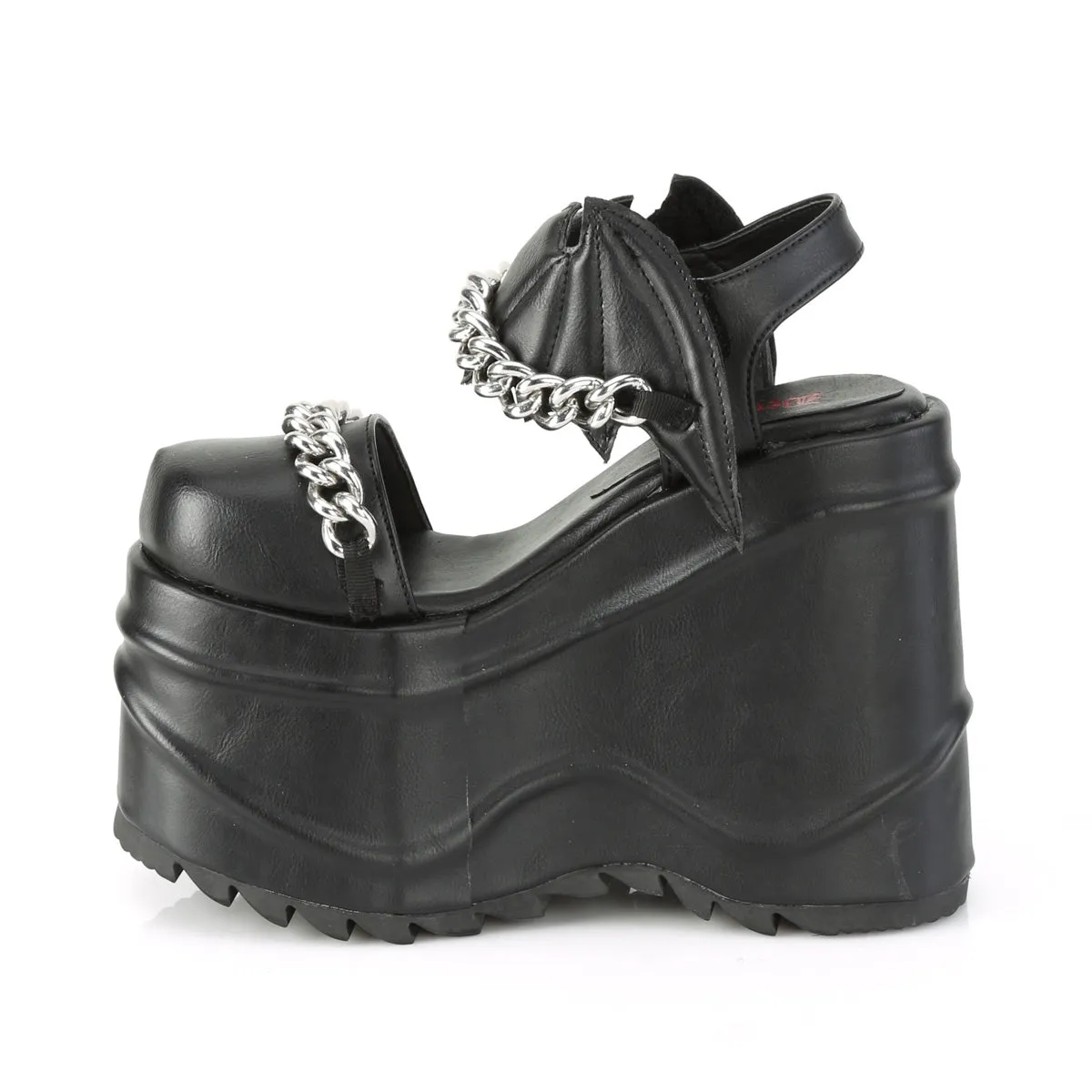 6 Inch Wedge Platform WAVE-20 Black Pu