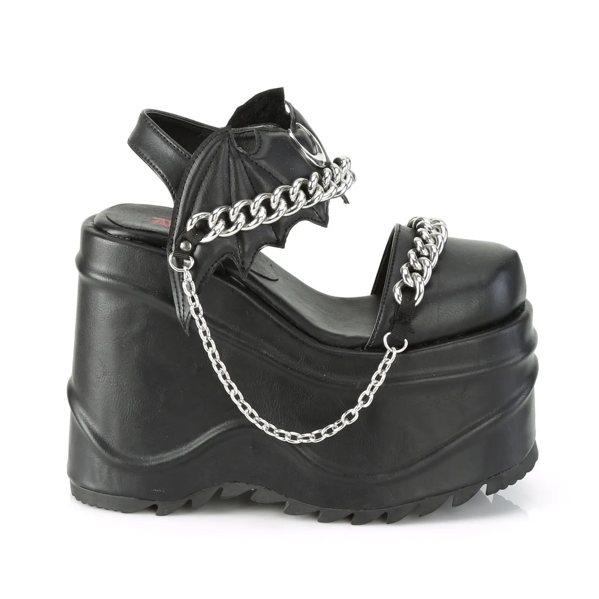 6 Inch Wedge Platform WAVE-20 Black Pu