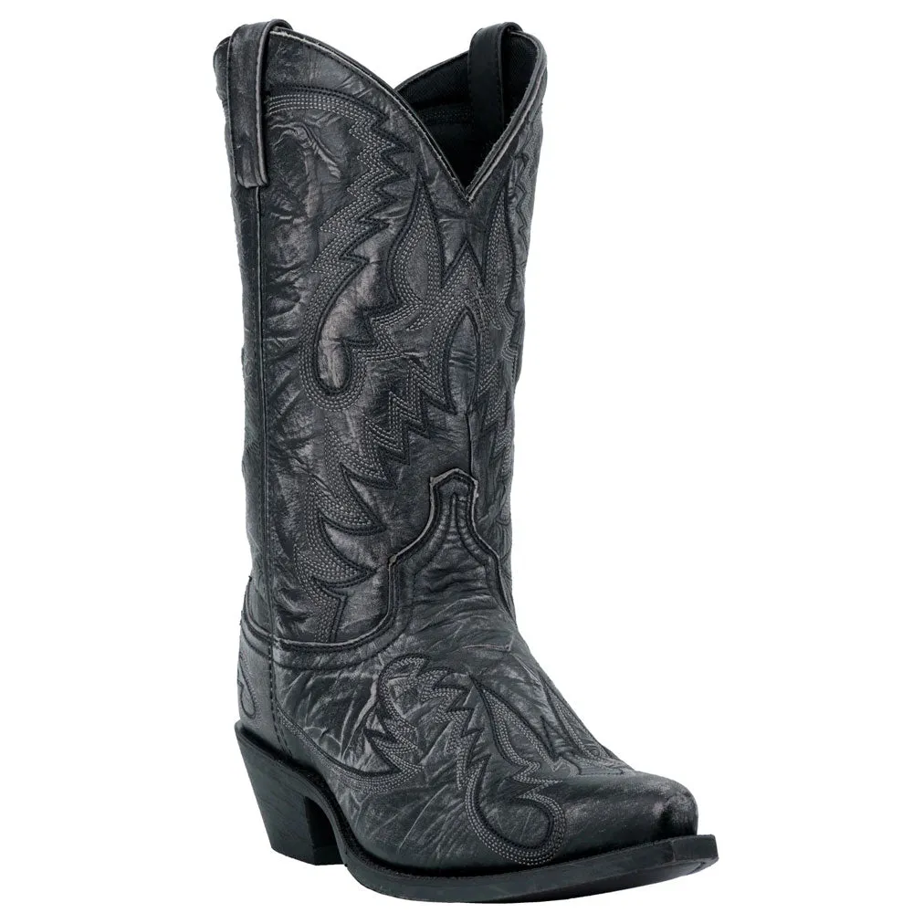 68407 Laredo Men's Garret Western Cowboy Boot Distressed Black Leather