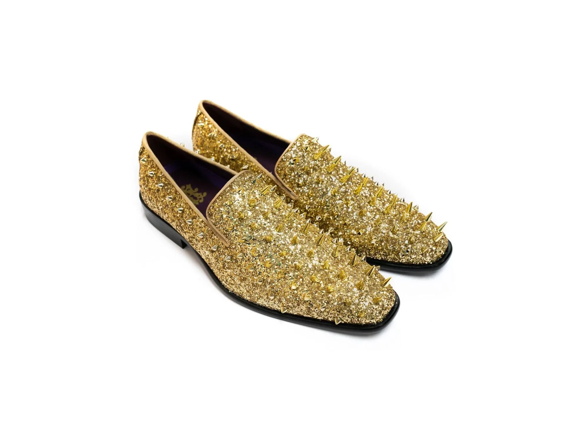 After Midnight Glitter Spike Formal Loafer in Gold-Multi