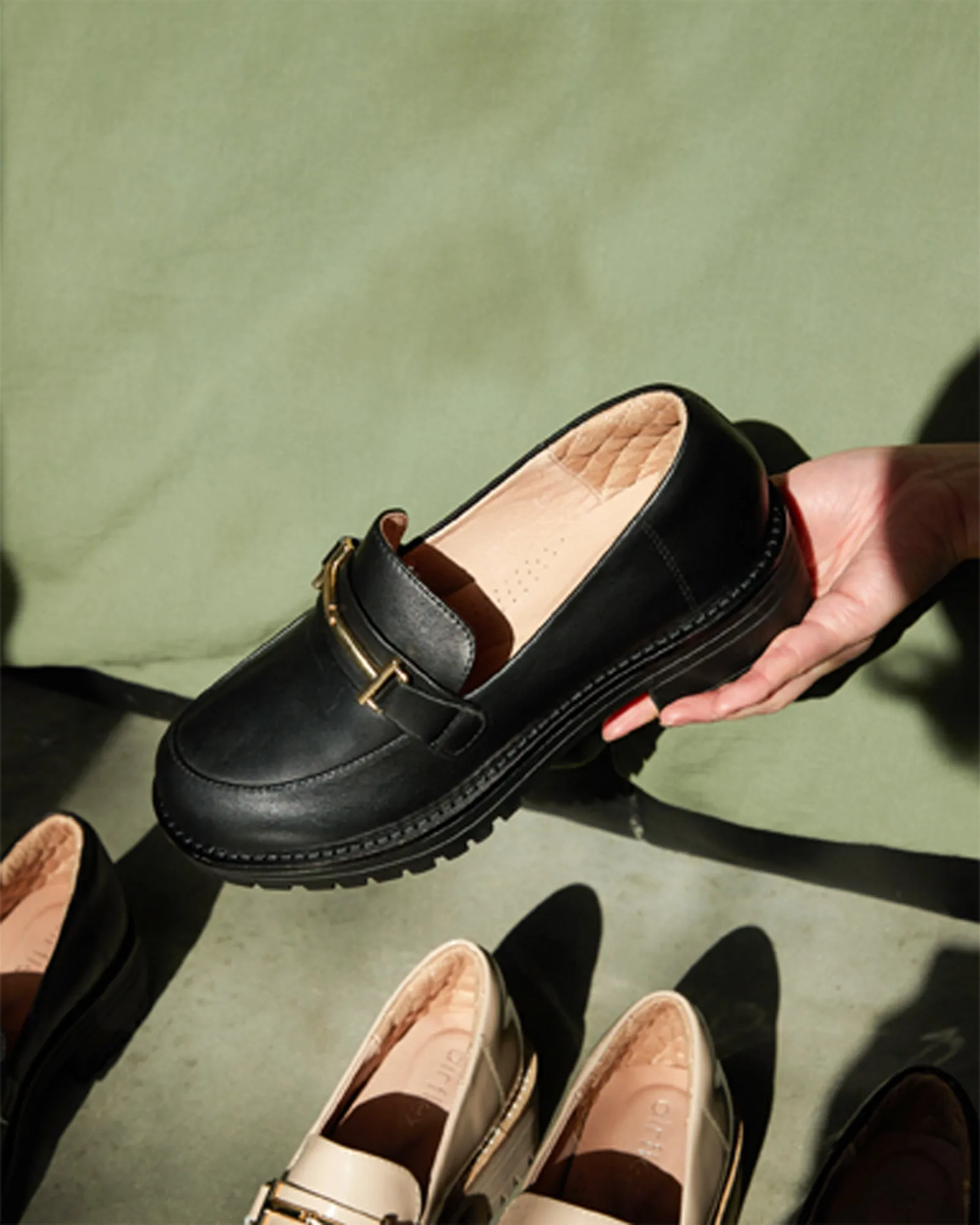 AGATHA Leather Heeled Loafers