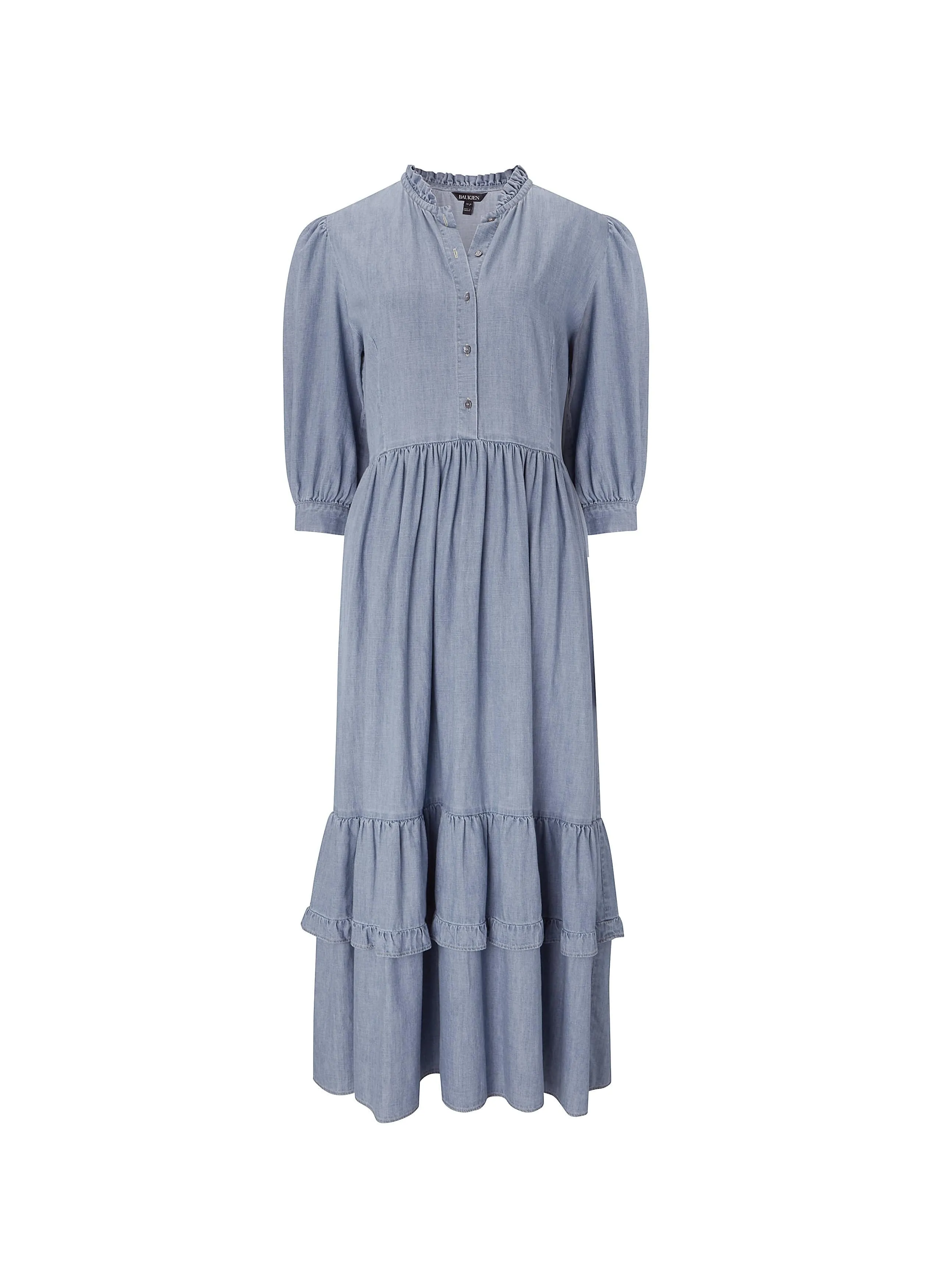 Alicia Organic Cotton Chambray Midi Dress | Light Indigo