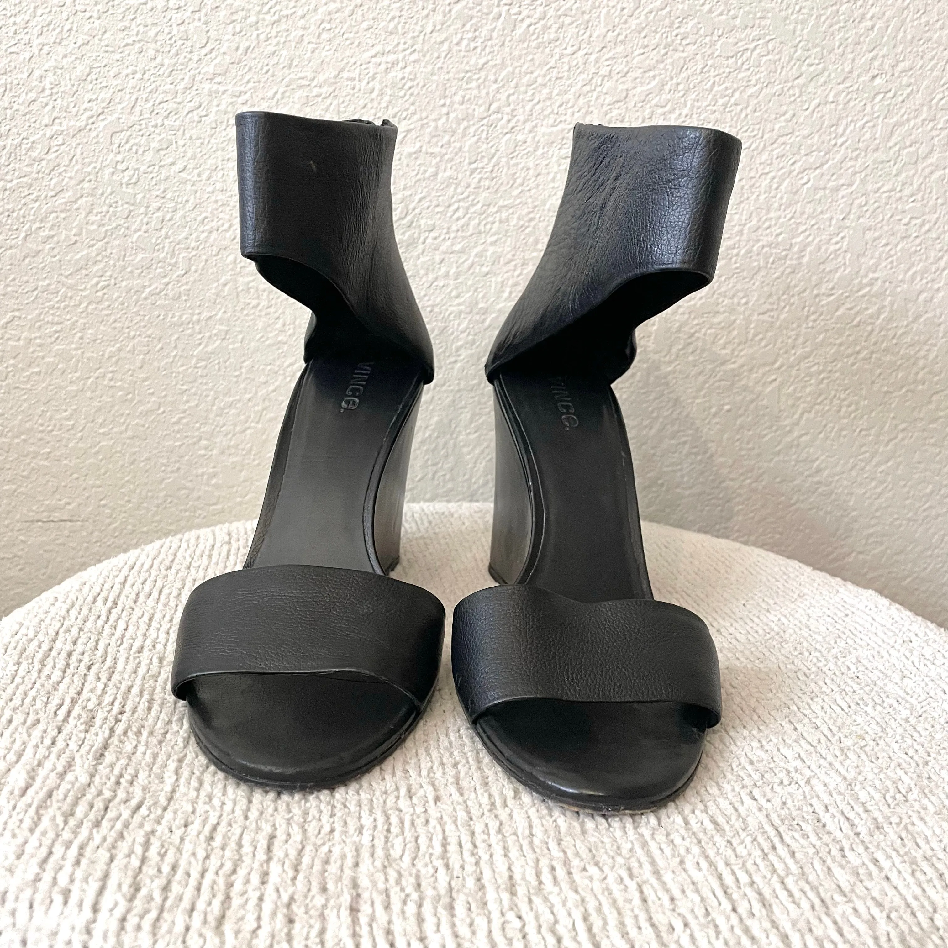 Ankle Cuff Leather Wedge Heels