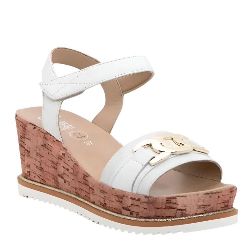 Ara Women's Palmdale Wedge Platform Sandal White Nappa Leather