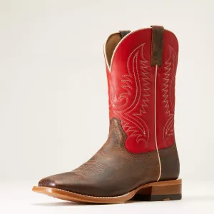 Ariat Men's Chestnut Brown Circuit Paxton Broad Square Toe Western Boots with Red Tops