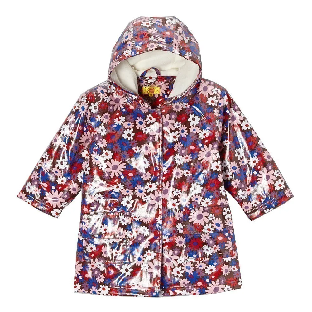 Big Girls Brown Floral Lined Rain Coat Outerwear 7-10