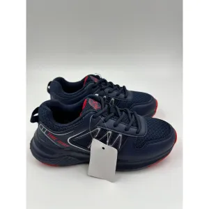 Big Kid/Youth Size 2, Blue & Red Sneakers with Thick Sole for Ultimate Support