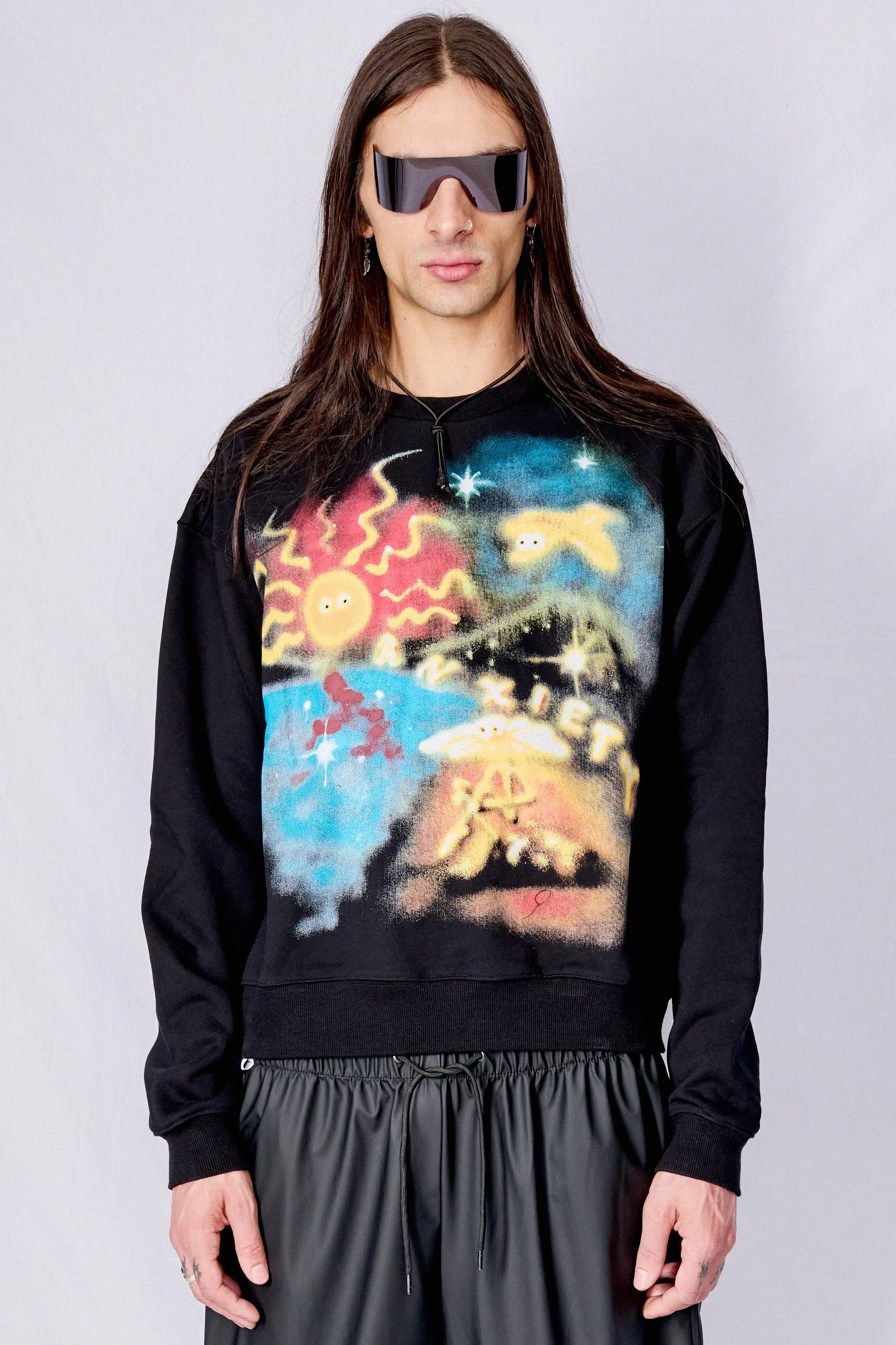 Black Anxiety Airbrush Crewneck