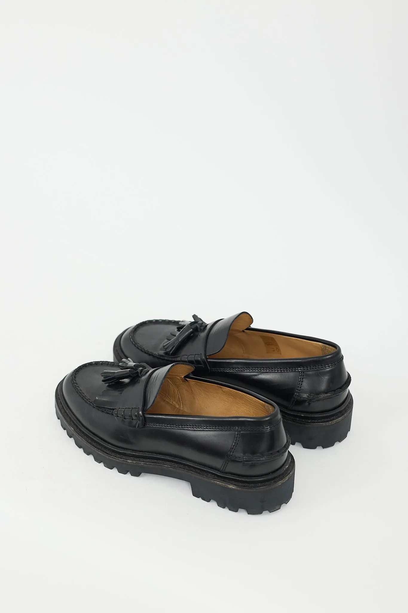 Black Leather Frezza Kiltie Fringe Loafer