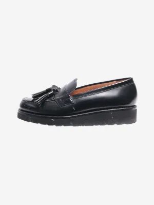 Black leather tassel loafers - size EU 40