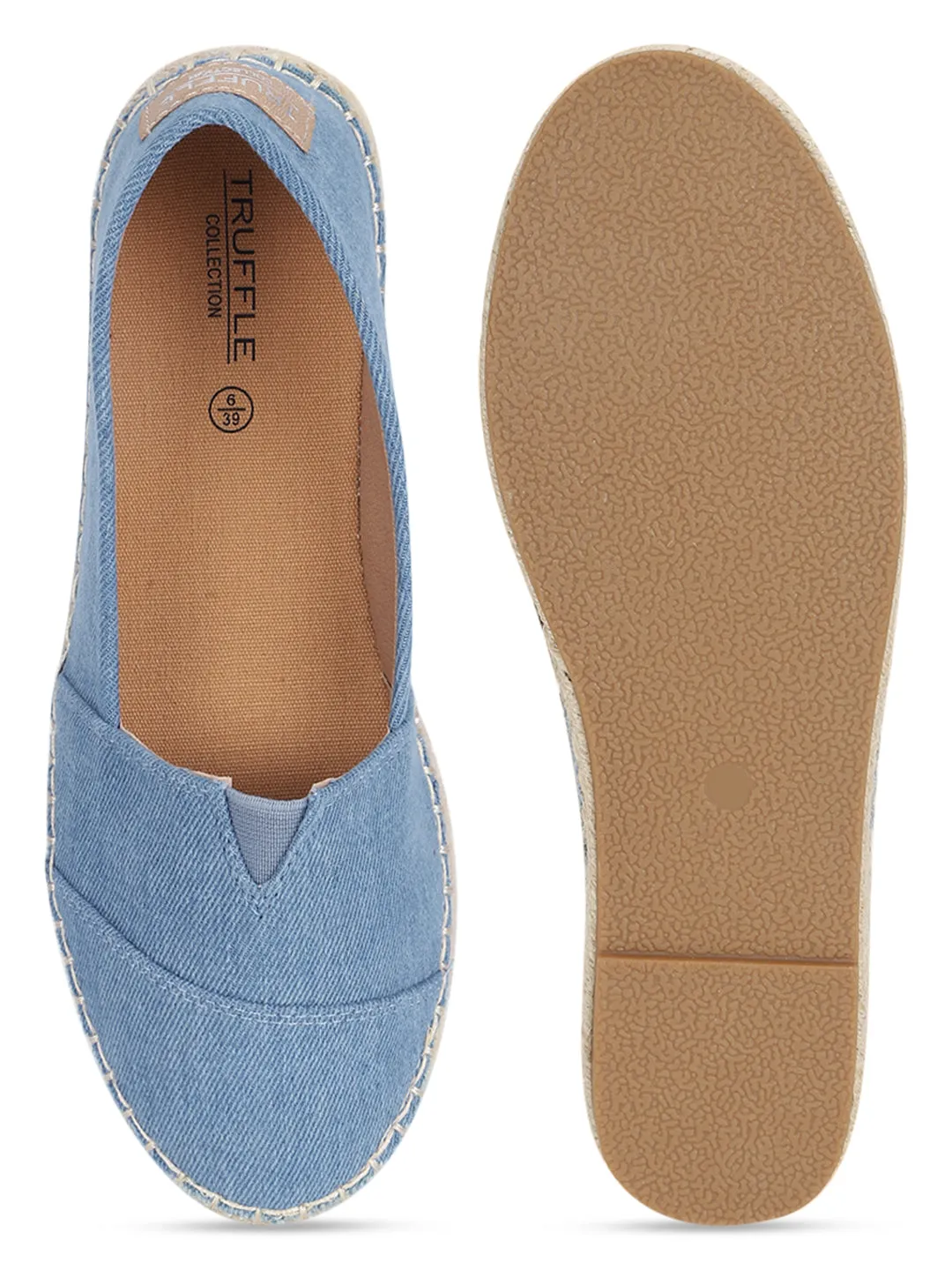 Blue Canvas Espadrille With Contrast Jute Sole Loafers (TC-RS3660-BLU)