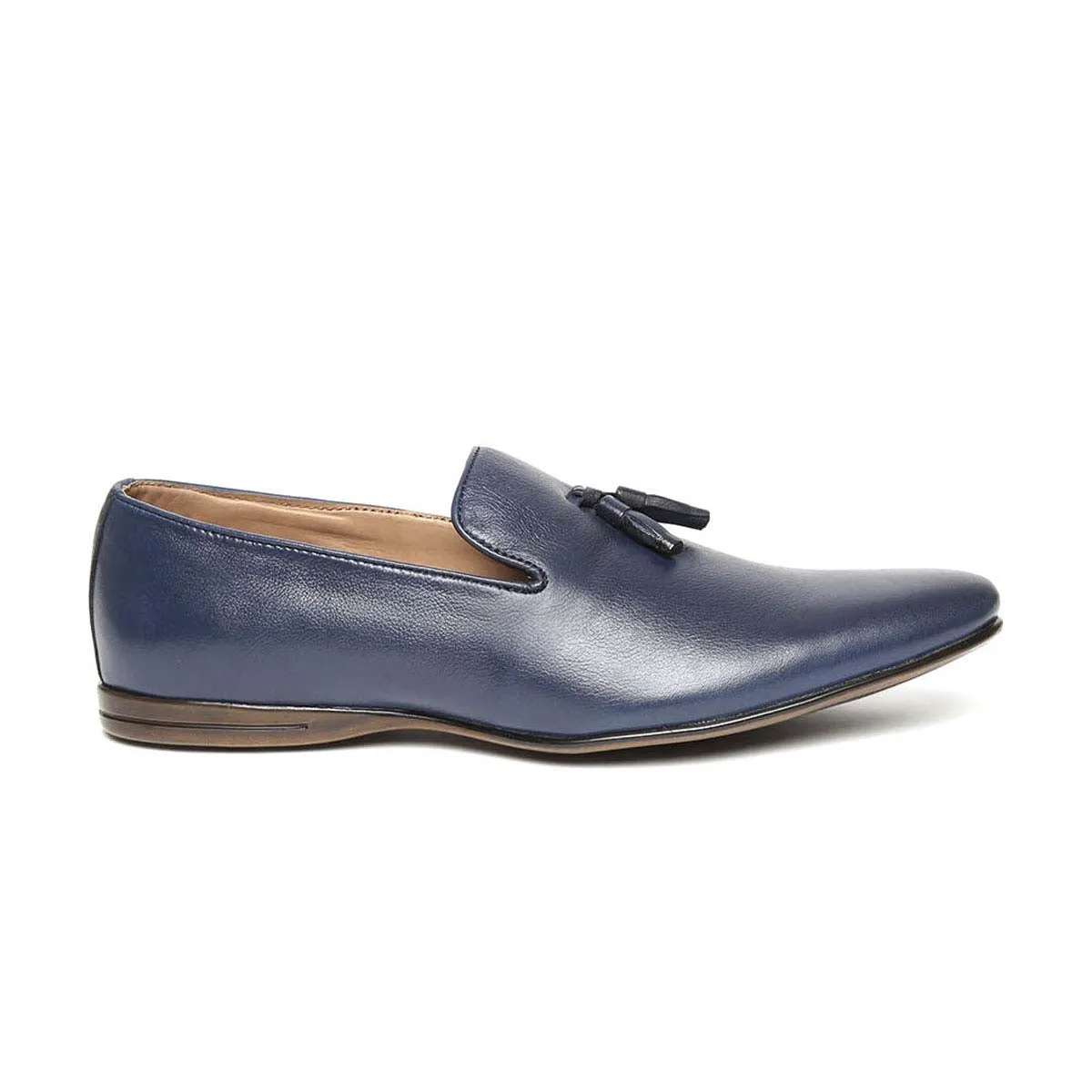 Blue Leather Tassel Loafers