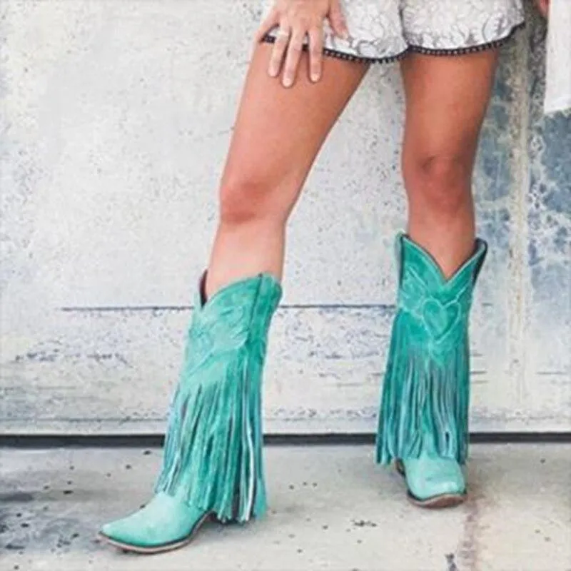 Boho Women Bohemia Style Gladiator Motorcycle Boots Fringed Cowboy Autumn Women Tassel Shoes