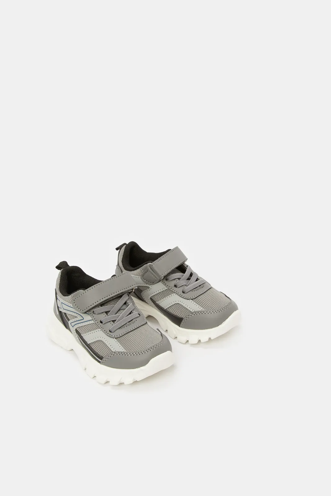 Boys Grey Fabric Block Chunky Sneaker