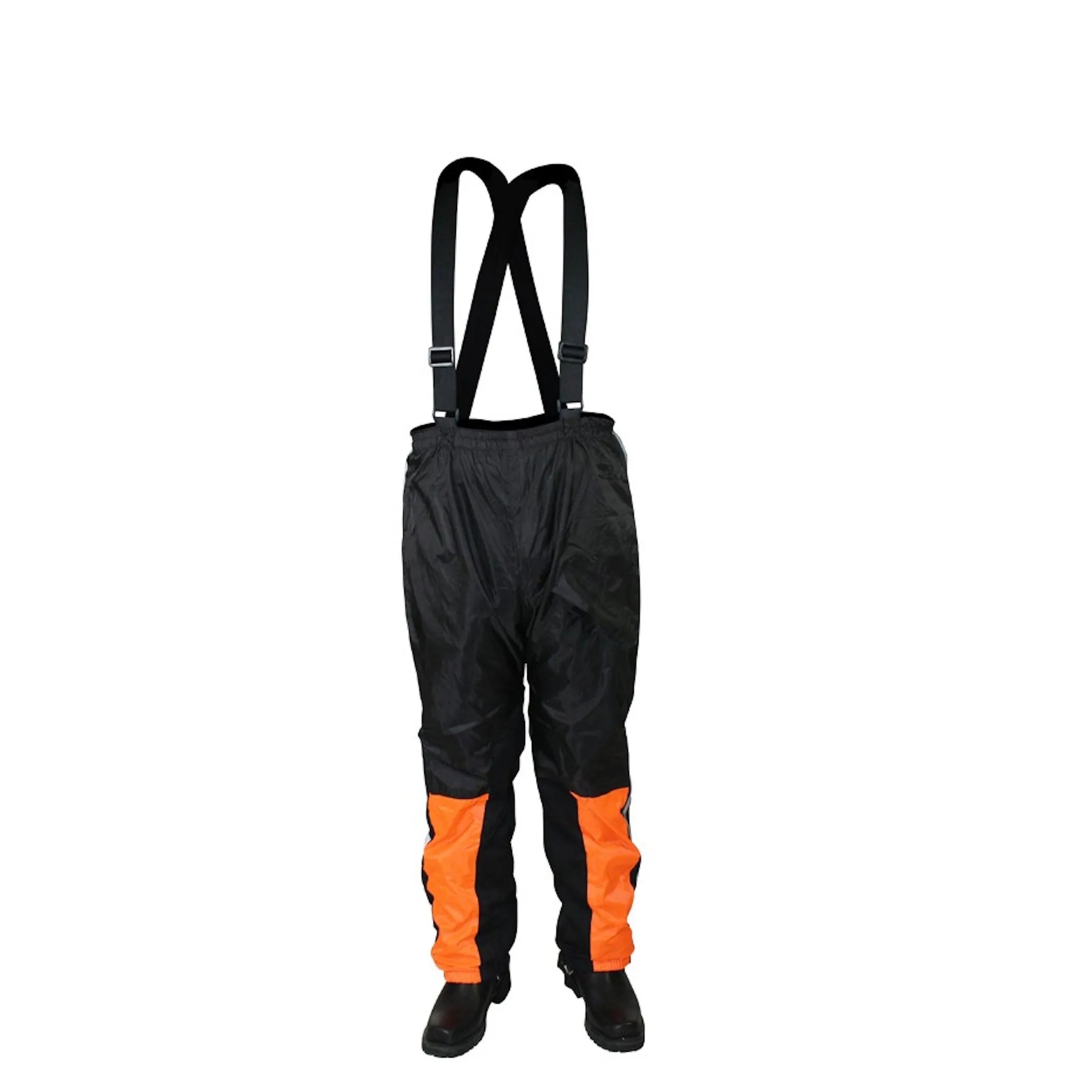 Bright Black/Orange Textile Two-Piece Rain Suit With Night Vision Reflectors On Front And Back