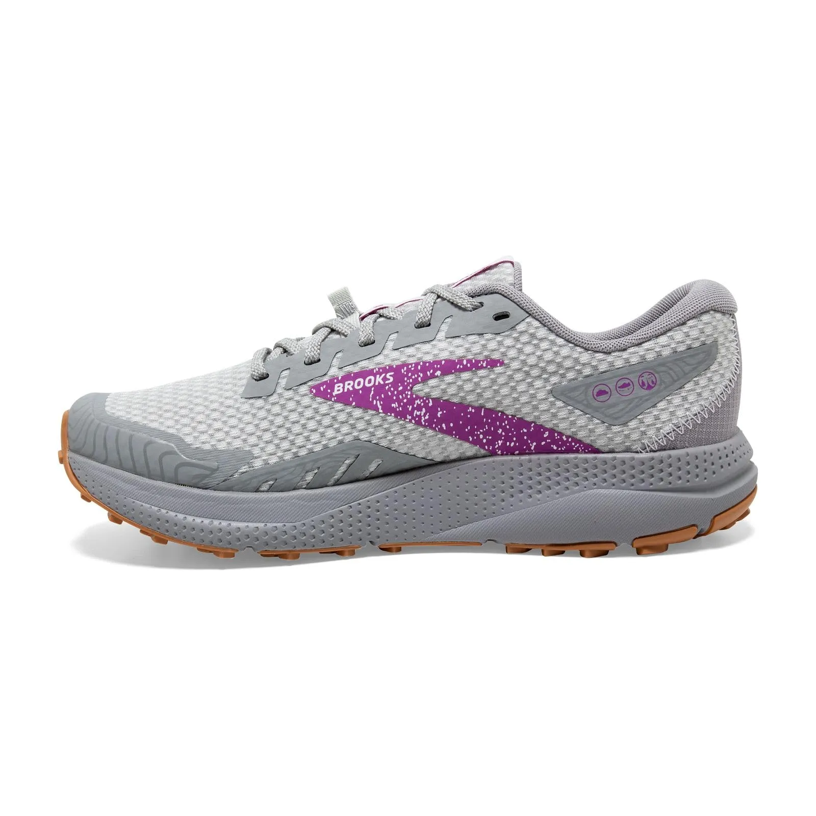 Brooks Women’s Divide 4 Trail Running Shoe - Alloy/Oyster/Violet - 7.5 Medium