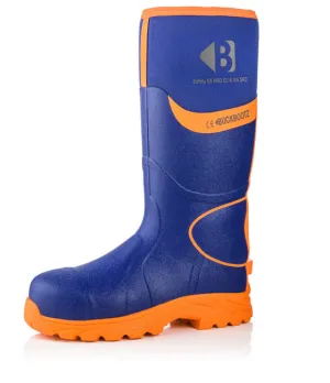 Buckbootz BBZ8000 Hi-Vis Blue / Orange Non-Metallic Safety Wellington Boots