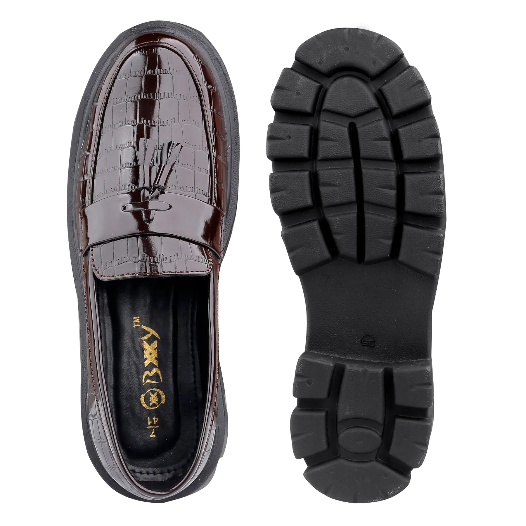 Bxxy's Premium Patent Vegan Tassel Slip-ons for Men