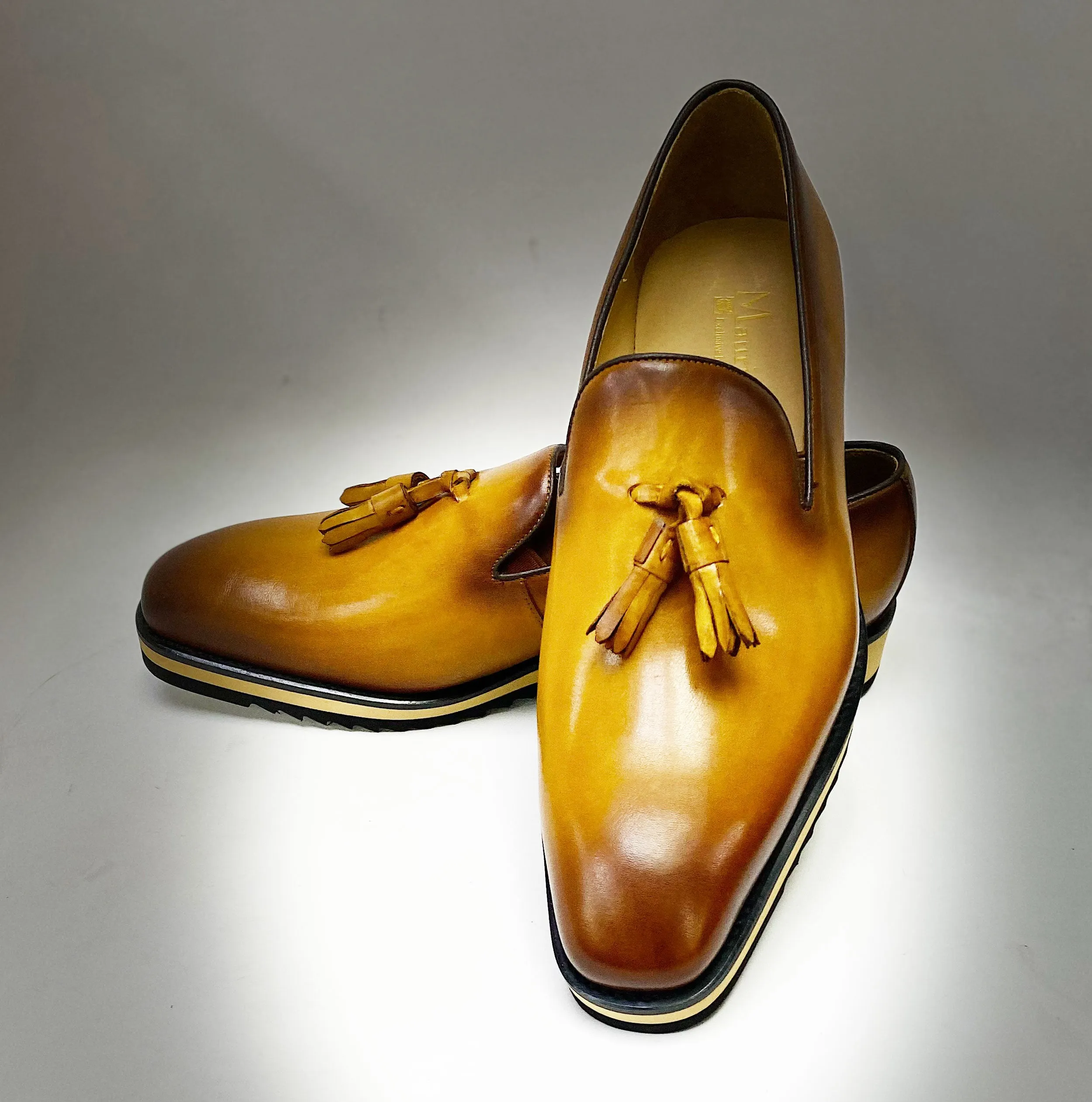 Calfskin Slip-On Tasseled Loafer Cognac