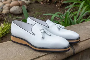 Calfskin Slip-On Tasseled Loafer White