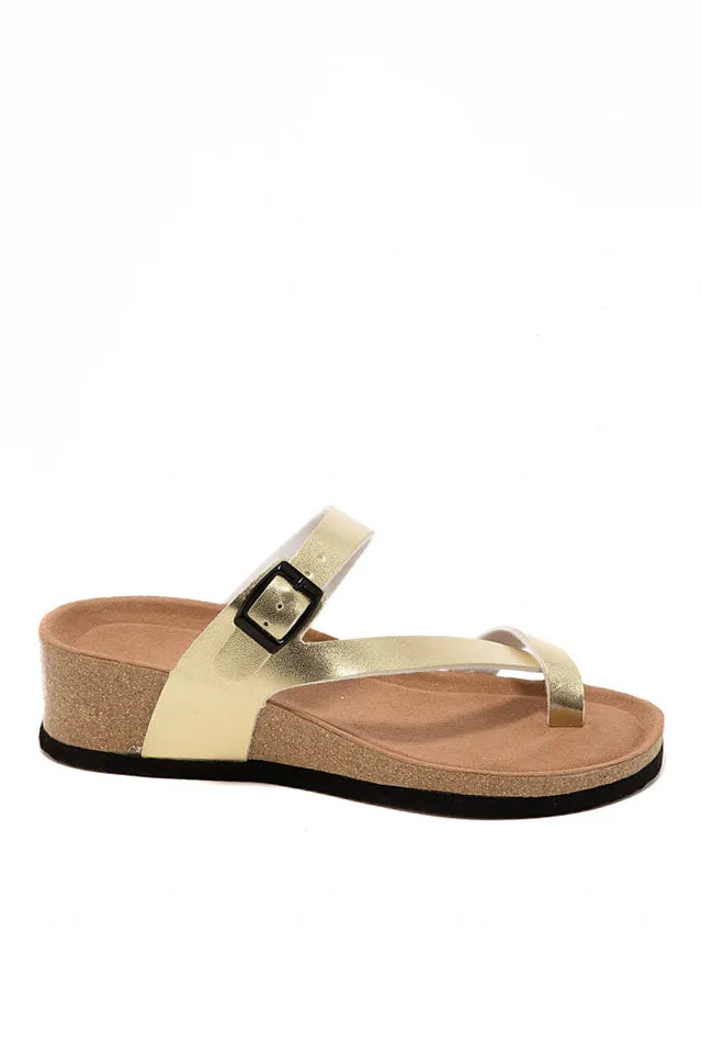 Carly Gold Toe Loop Sandals