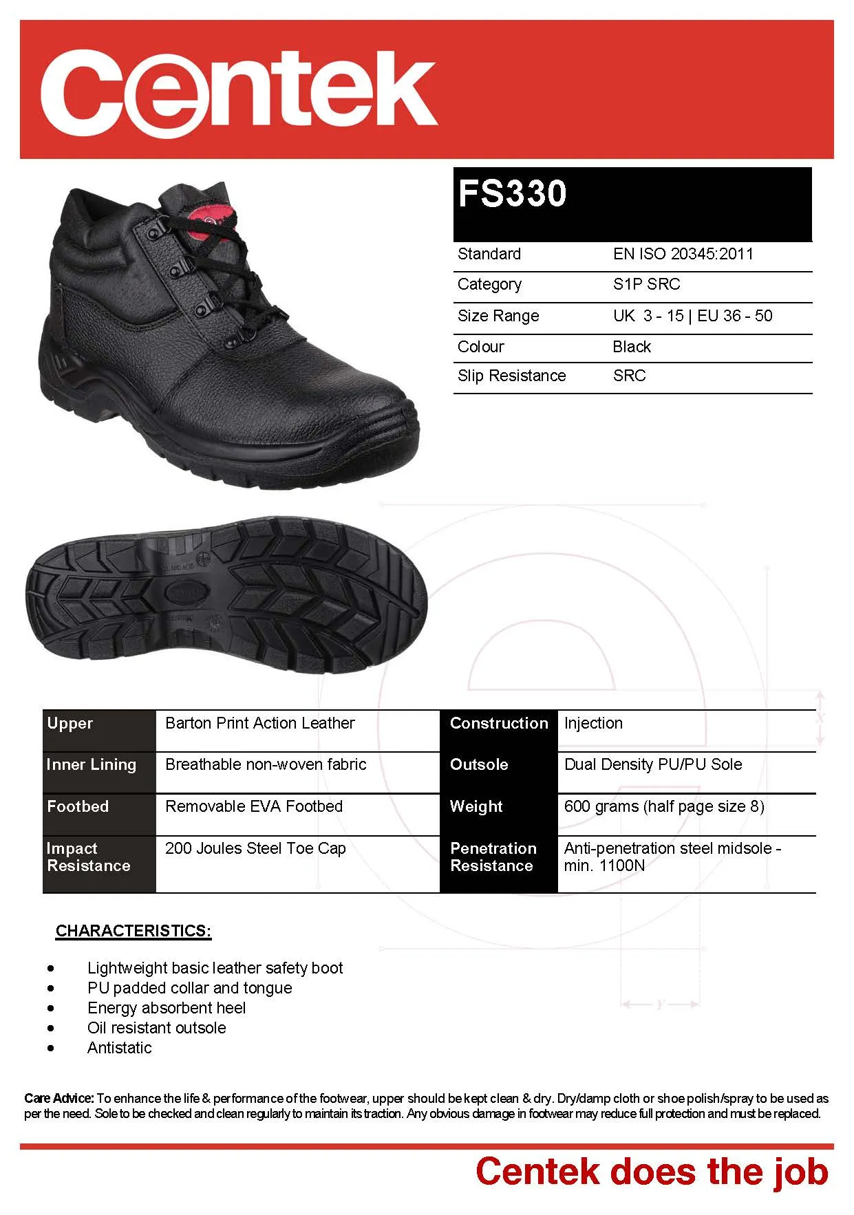 Centek Safety Boots FS330 Black