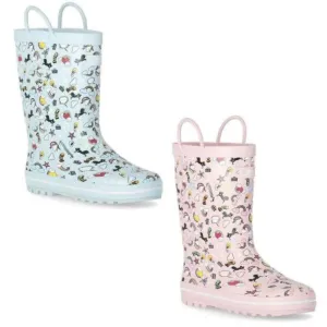 Childs Welly Boots - Trespass Unicorn Kids Outdoor Waterproof Rubber Wellies