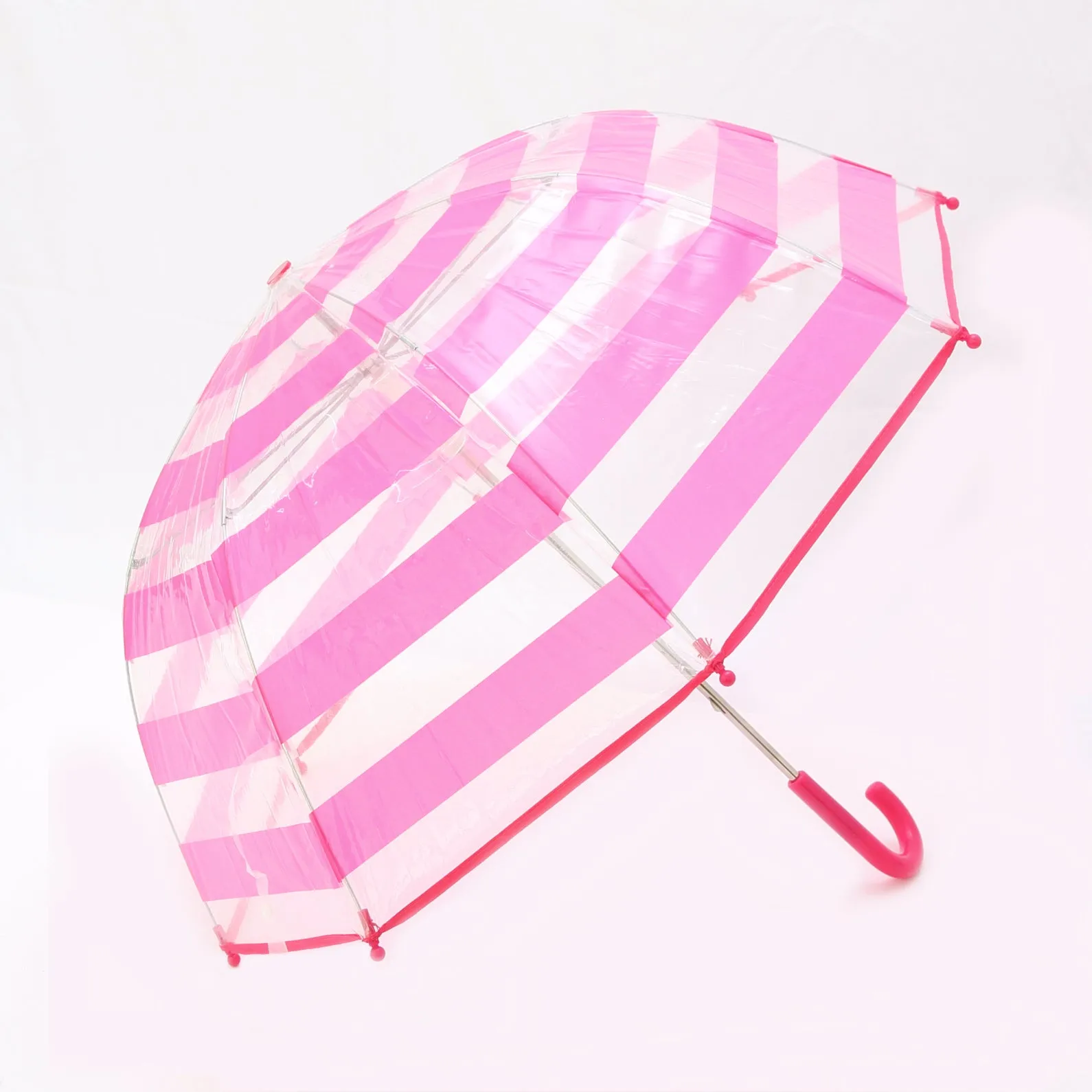 Clear Umbrella with Fuchsia Stripes