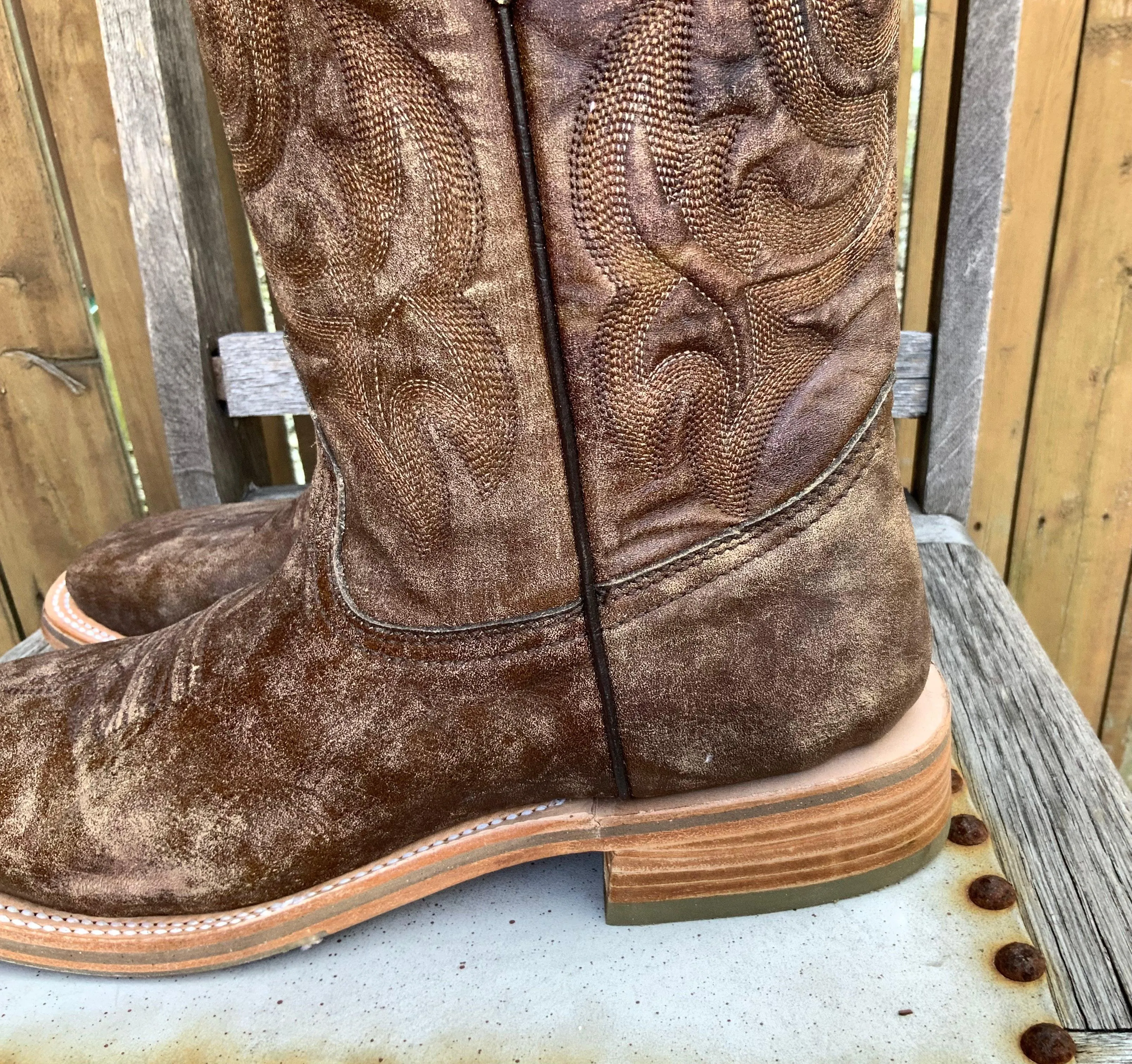 Corral Men’s Distressed Brown Leather Square Toe Cowboy Boots A4105