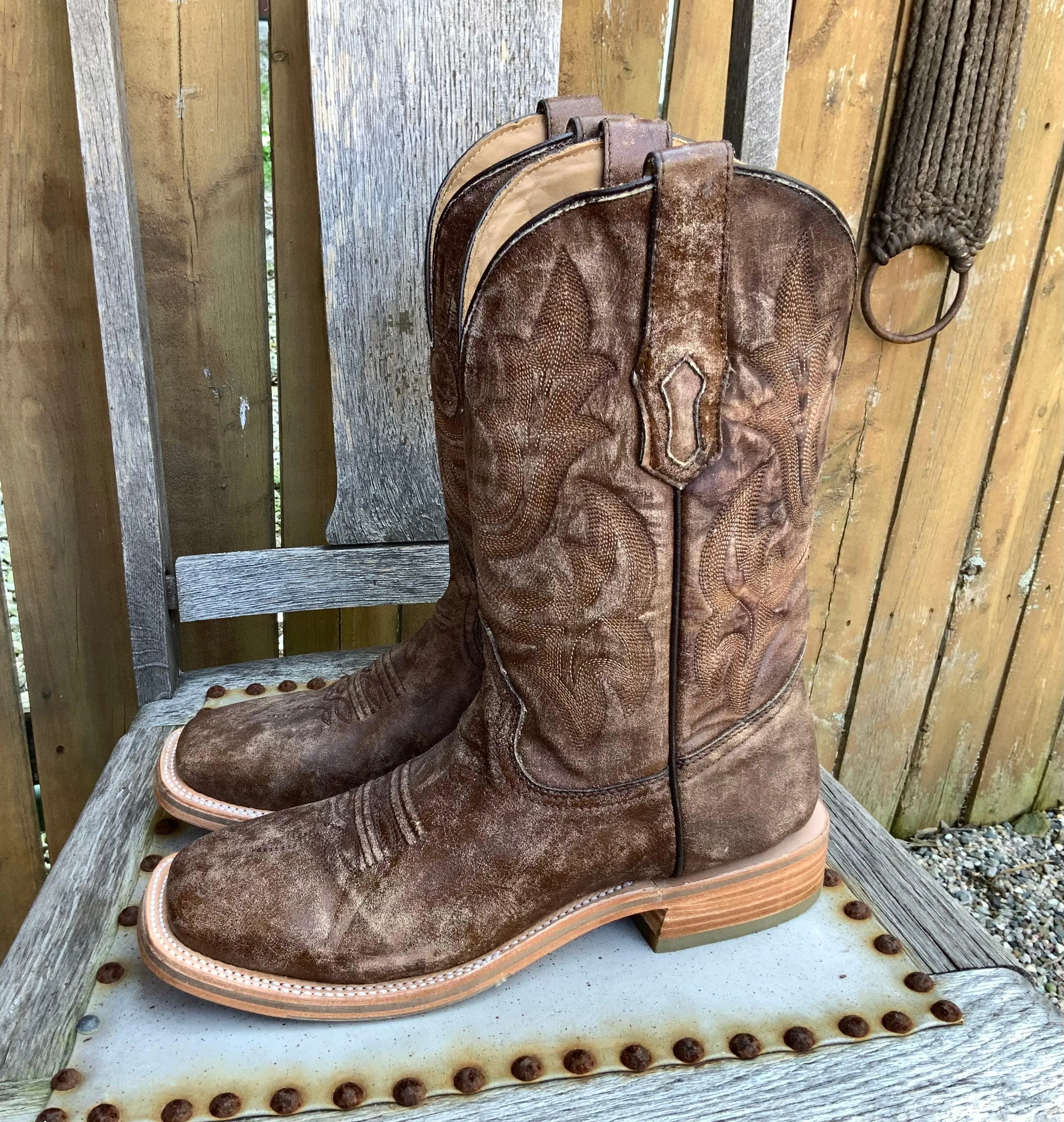 Corral Men’s Distressed Brown Leather Square Toe Cowboy Boots A4105