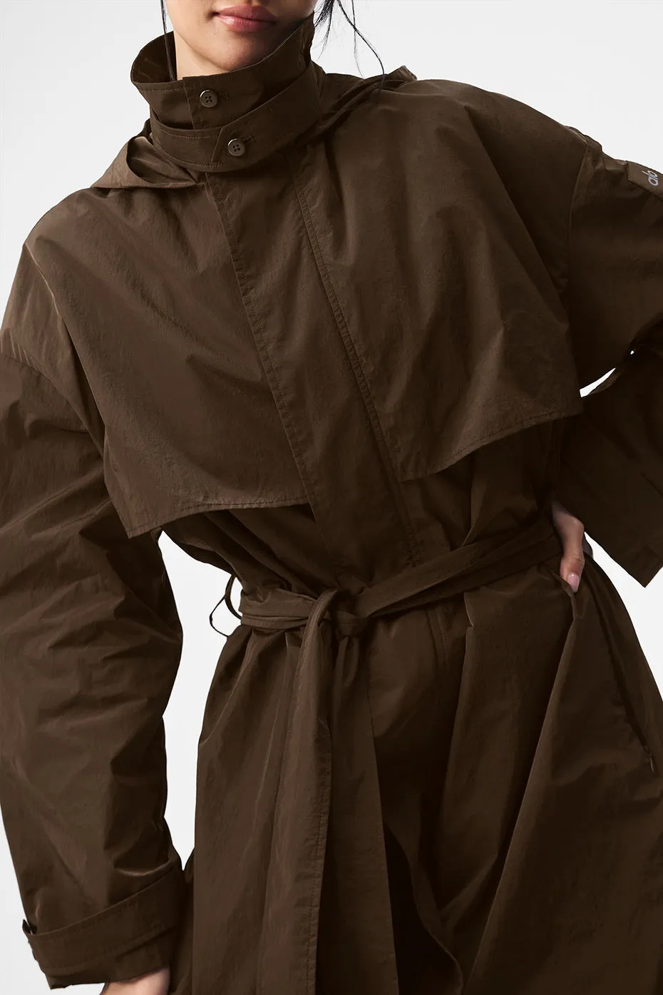 Crinkle On The Move Trench - Espresso