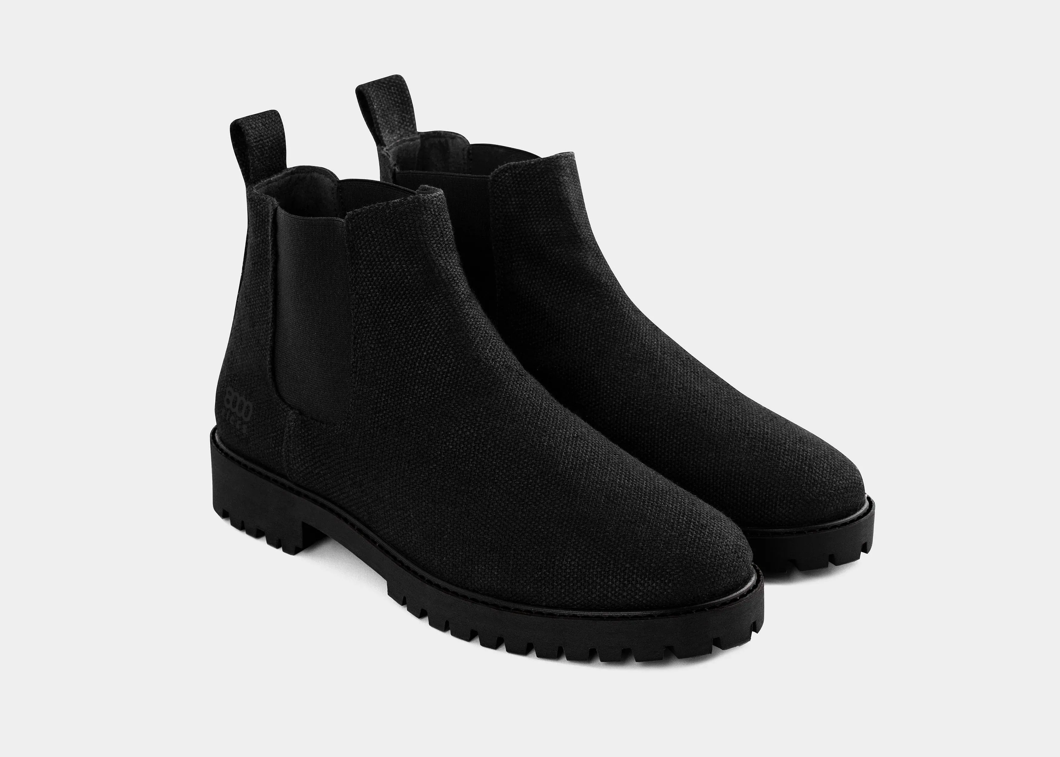 Crossover Men's Vegan Hemp Chelsea Boots | Full Black