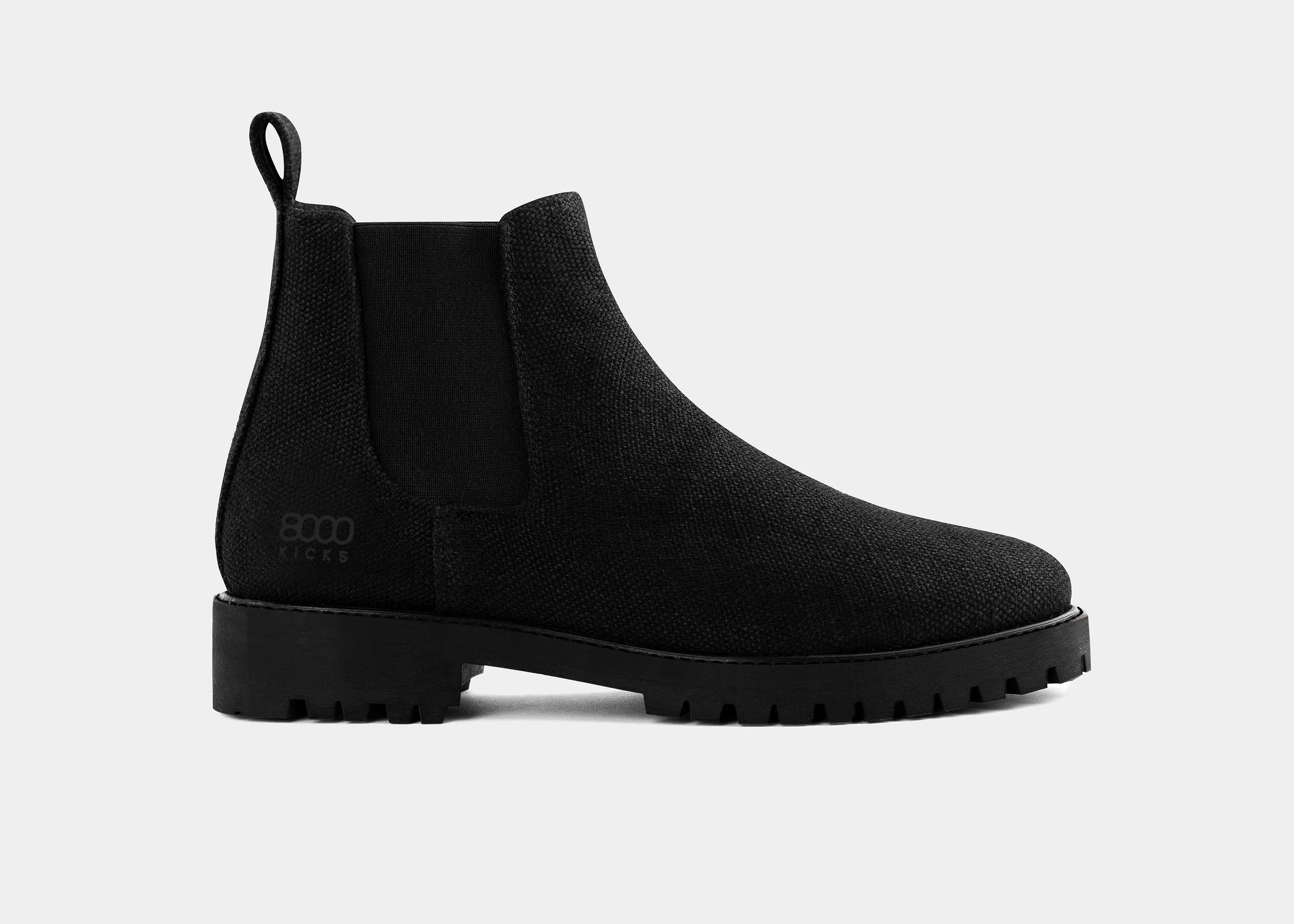 Crossover Men's Vegan Hemp Chelsea Boots | Full Black