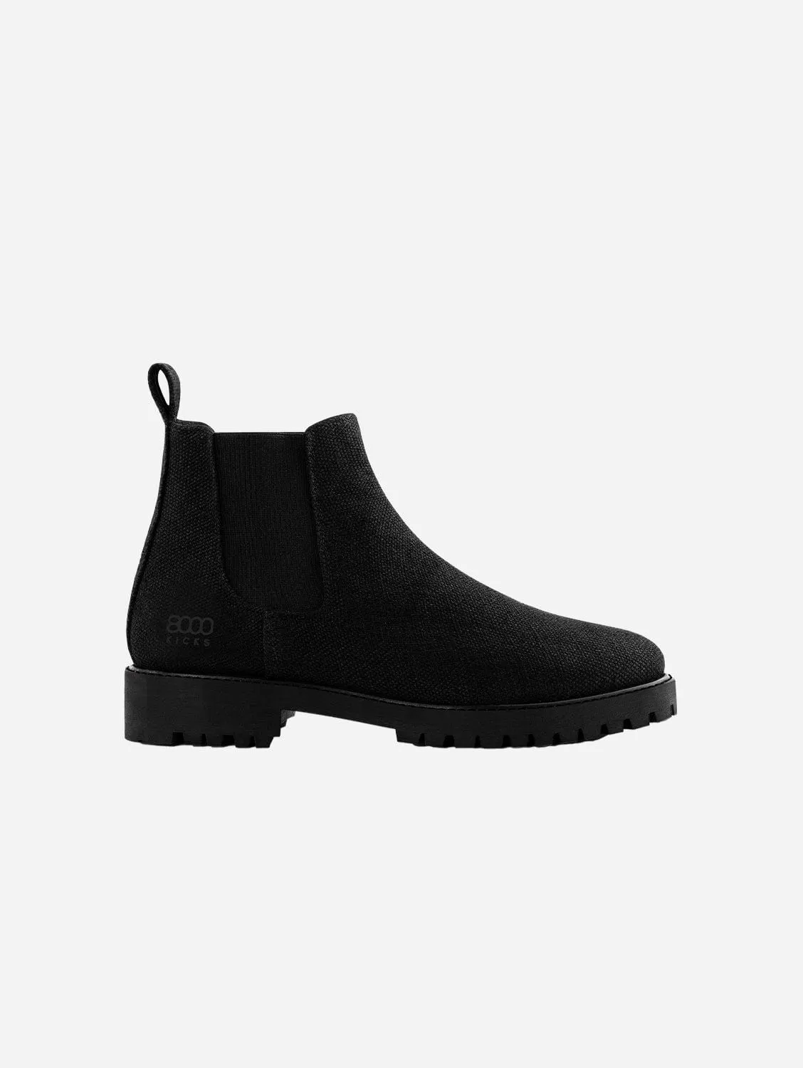 Crossover Men's Vegan Hemp Chelsea Boots | Full Black