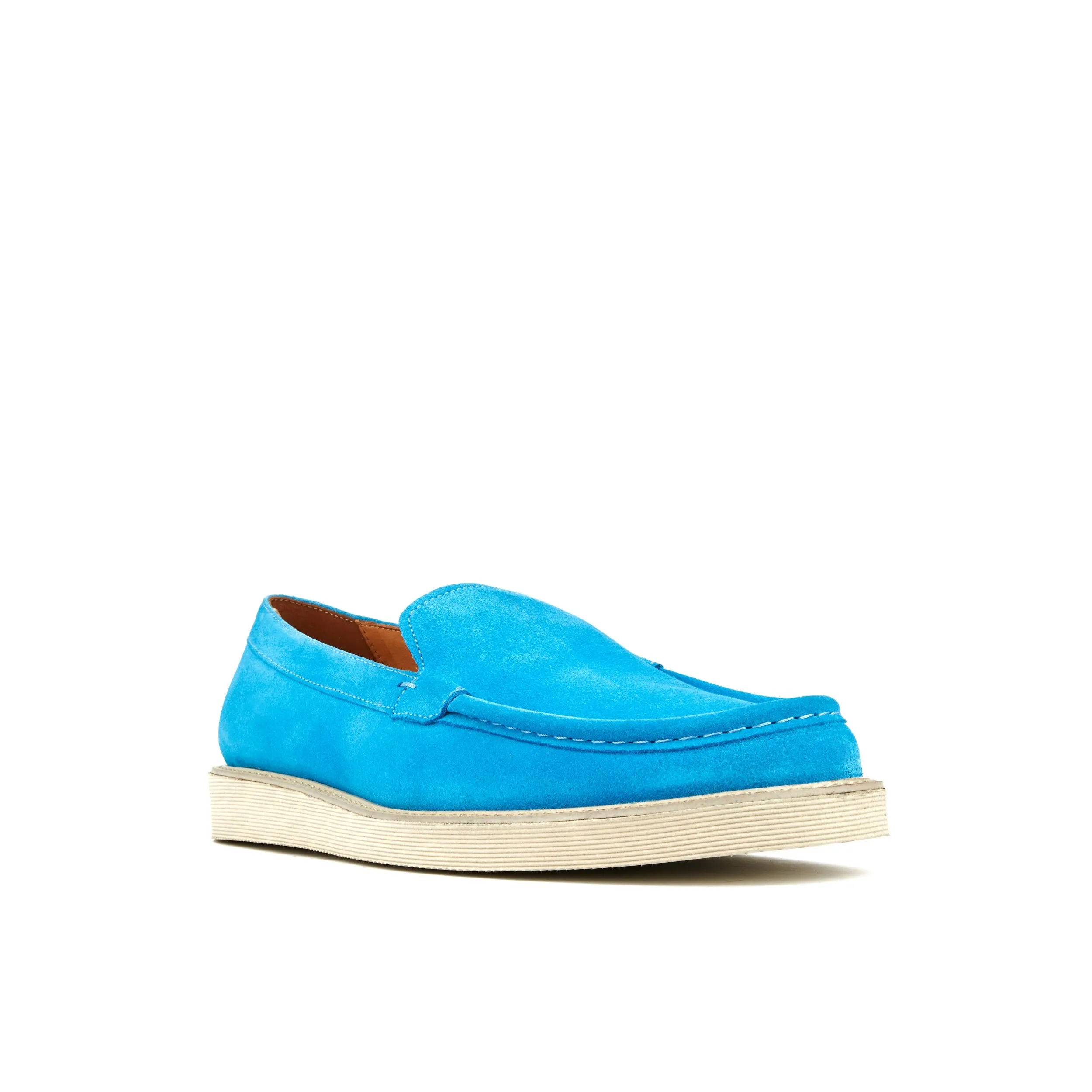 Cruz - Sky Blue - Men's blue suede leather casual slip on with soft insoles