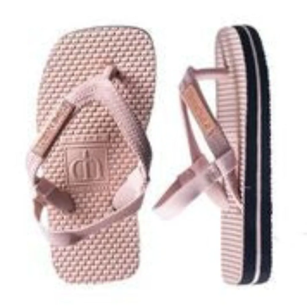 Damien Hall Boutique Kids Pink Thongs Rose Gold Badge With Straps