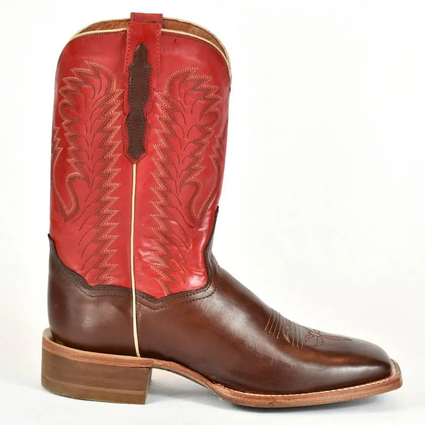 Dan Post Square Toe Dress Cowboy Boot-Brown Leather Roper 4-131-1