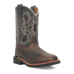 Dan Post Youth Unisex Creek Brown/Blue Leather Cowboy Boots