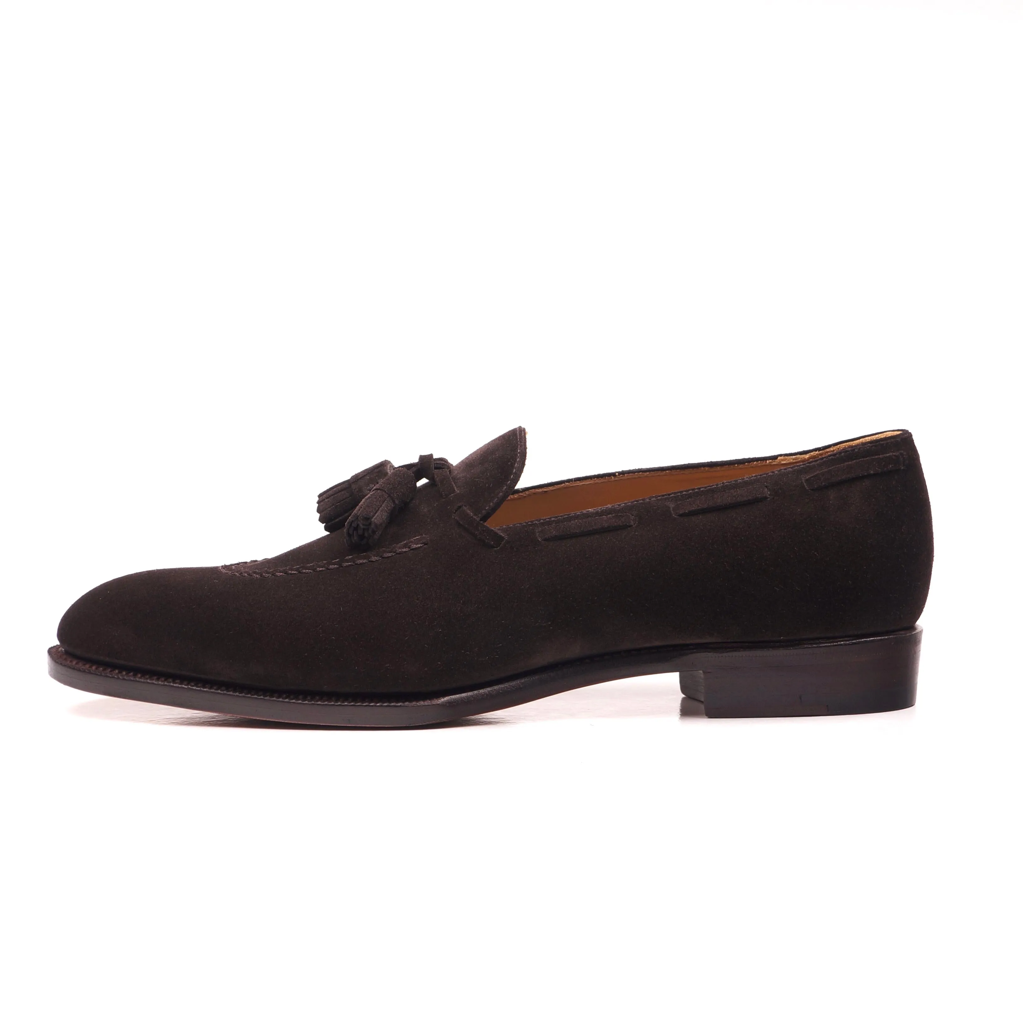 Dark Brown Suede Tassel Loafers