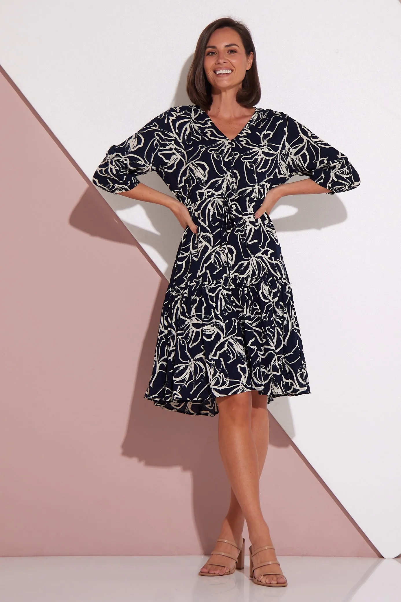 Delaney Dress - Navy Floral