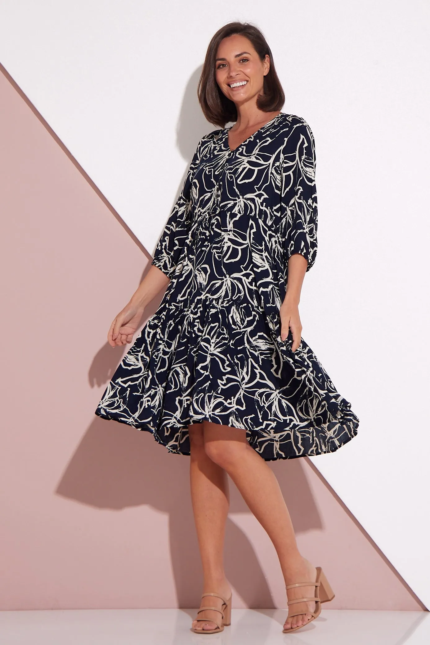 Delaney Dress - Navy Floral