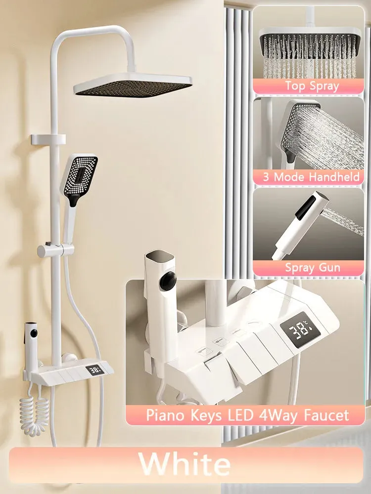 Digital Temperature Display Rain Feel Elegant Shower Set